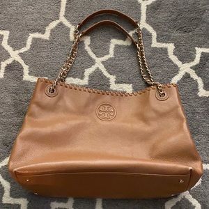 Tory Burch Brown pebble leather handbag